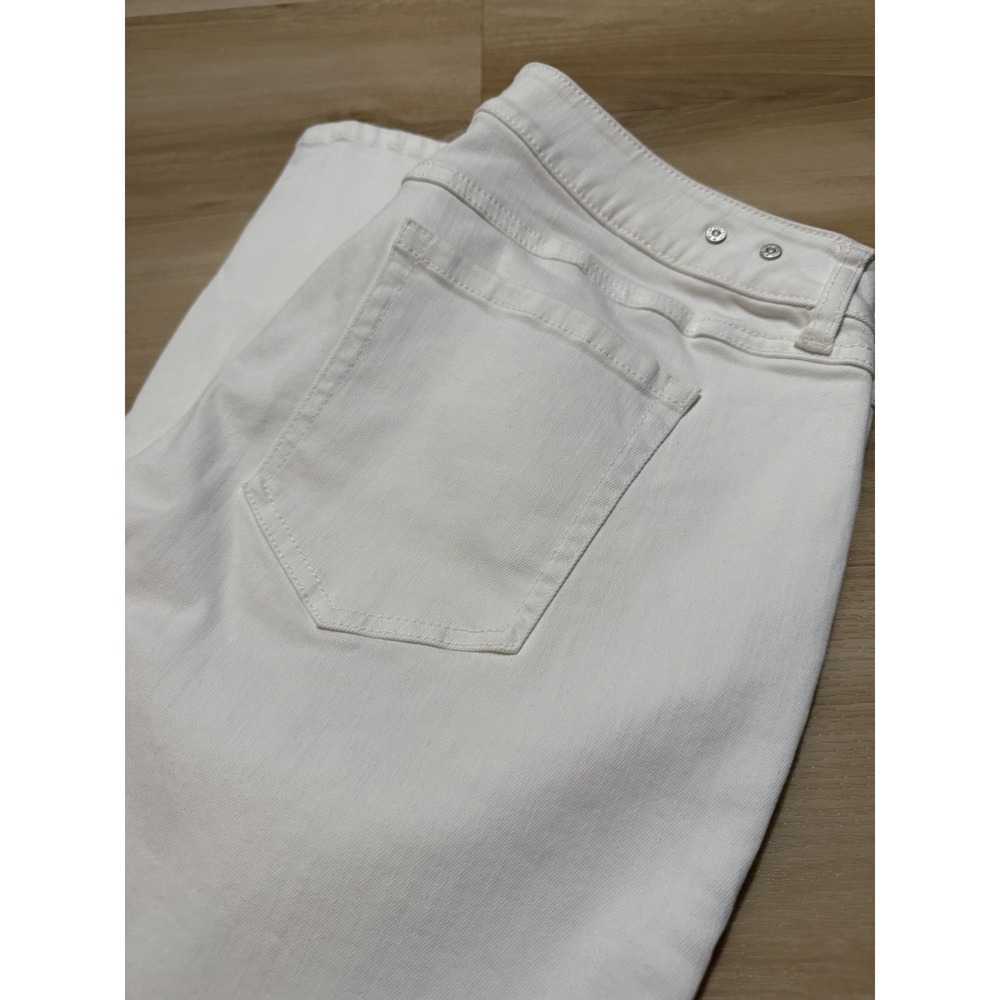 CAbi Women's 5171 White Slim Boyfriend Leg Denim Jeans 5-Pocket Button Size 10